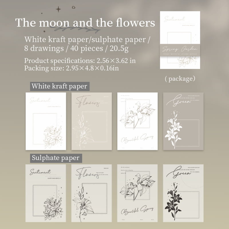 40 Stück Spring Garden White Kraft &amp; Vellum Abreißbarer Notizblock