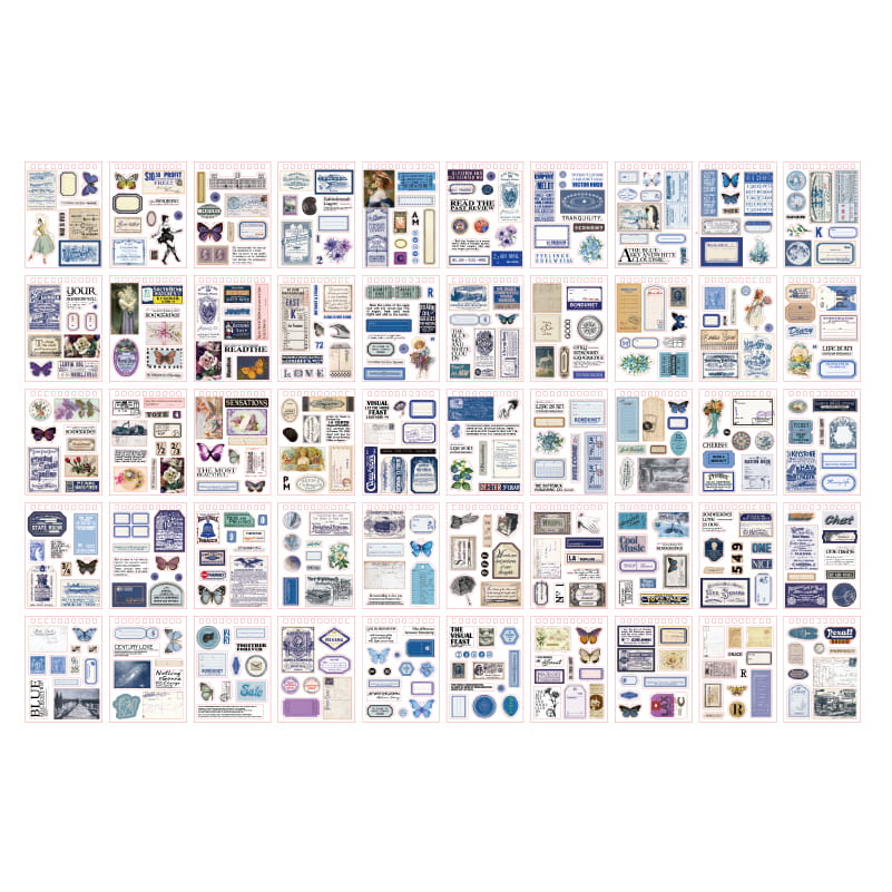 50 Blatt vorgeschnittenes Washi-Papier-Aufkleberbuch im Vintage-Stil