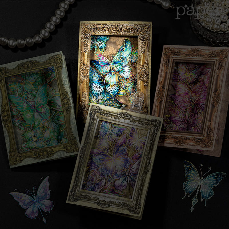 Lot de 20 autocollants PET à tamponner « Papillon's Dream »
