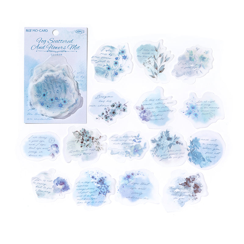 Lot de 30 autocollants vélin à motif floral aquarelle