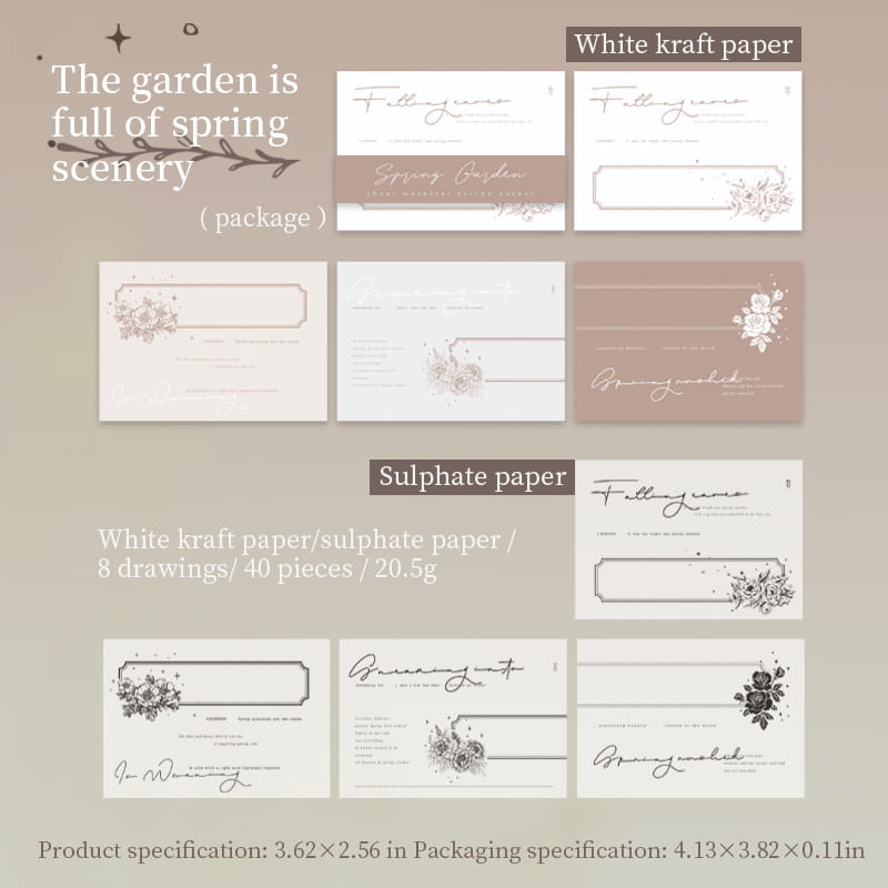 40 Stück Spring Garden White Kraft &amp; Vellum Abreißbarer Notizblock