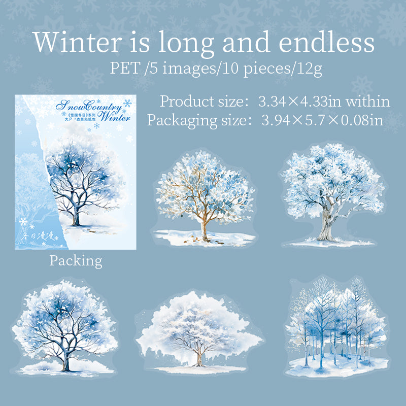 10 Stück Winterszenen-PET-Aufkleberpaket