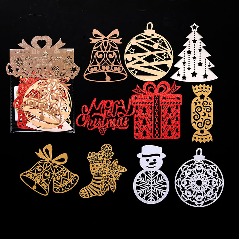 10 Pcs Hollow-out Christmas Decorative Paper Pack