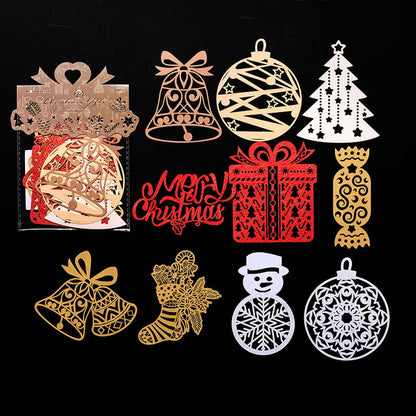 10 Pcs Hollow-out Christmas Decorative Paper Pack