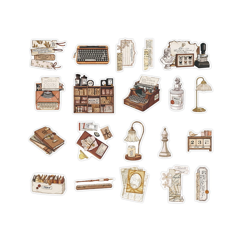 40 Stück Vintage Objects Deko PET Sticker Pack 