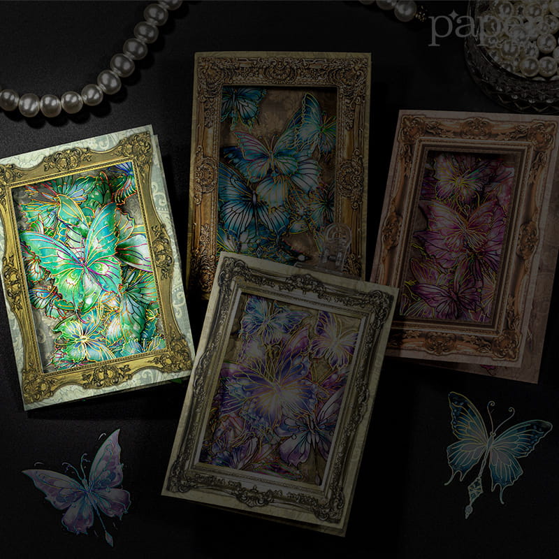 Lot de 20 autocollants PET à tamponner « Papillon's Dream »