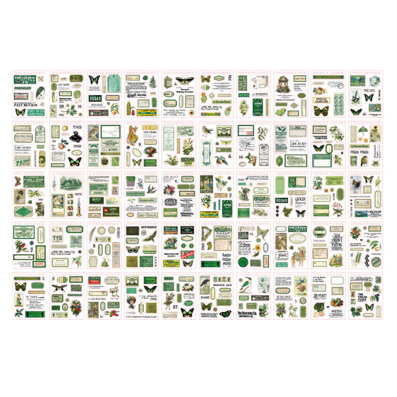 50 Blatt vorgeschnittenes Washi-Papier-Aufkleberbuch im Vintage-Stil