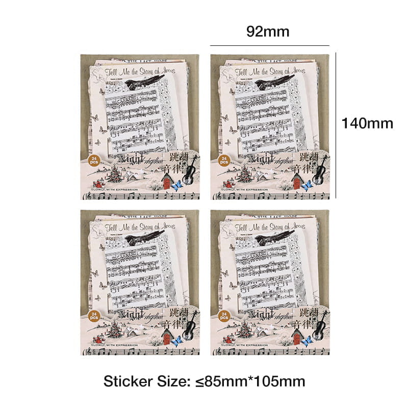 24-teiliges selbstklebendes Retro-Aufkleberpaket