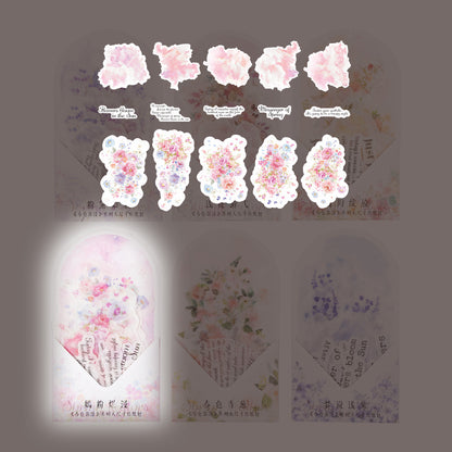 15 Pcs Floral Fantasy Washi Paper Sticker Pack (Big Size)