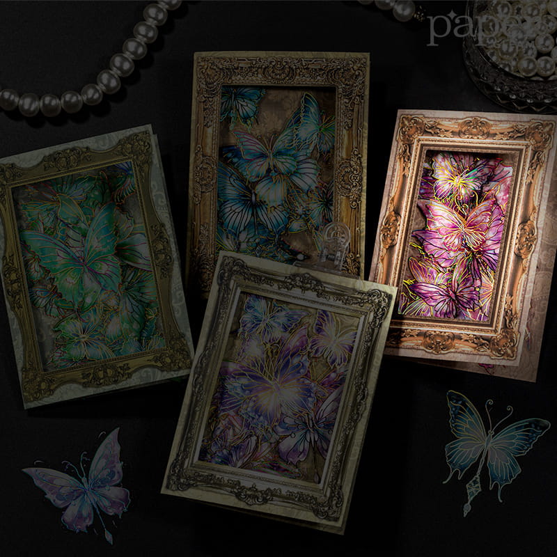 Lot de 20 autocollants PET à tamponner « Papillon's Dream »