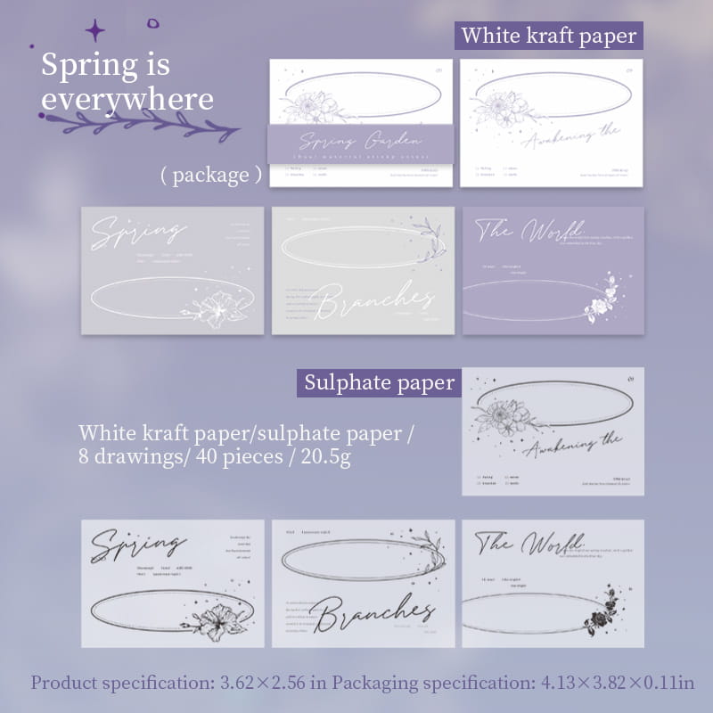 40 Pcs Spring Garden White Kraft & Vellum Tearable Notepad