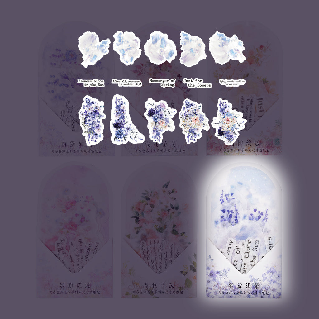 Lot de 15 autocollants en papier Washi motif floral fantaisie (grand format)